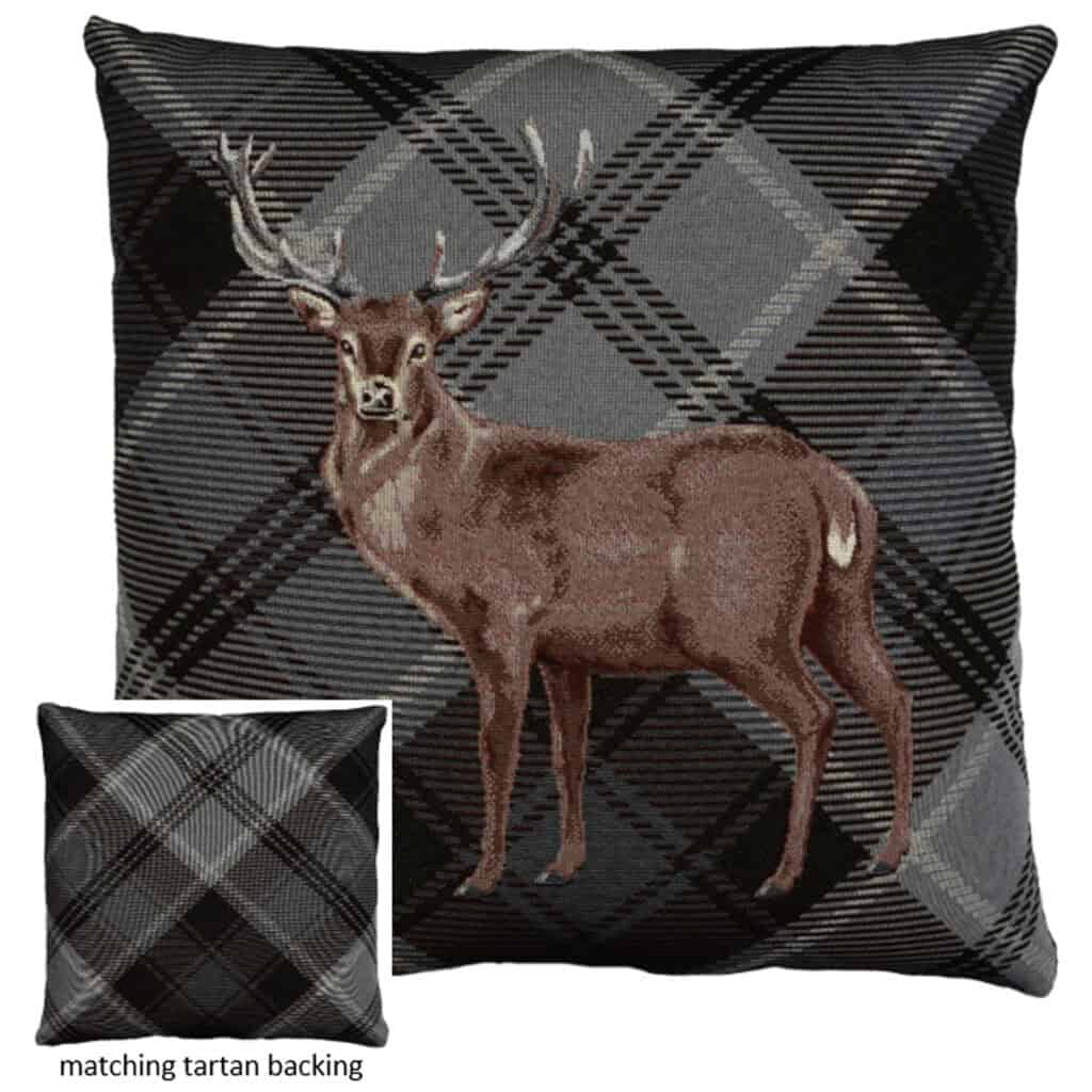 Deer & Grey Tartan Cushion