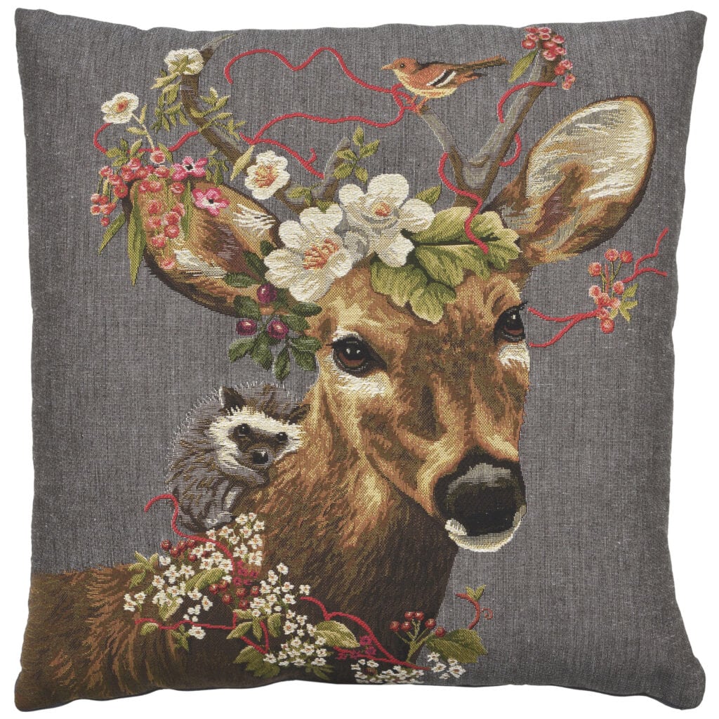 Floral Deer Harriet  Portrait Cushion
