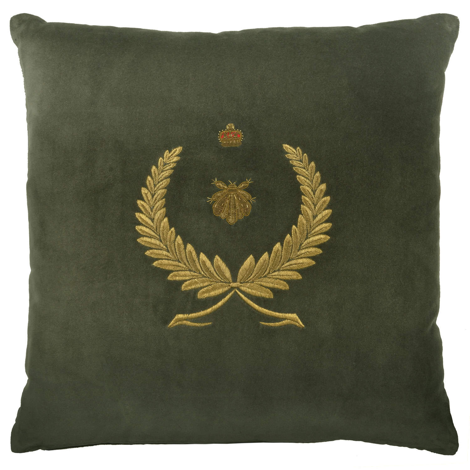 Crown Bee & Wreath on Velvet Cushion