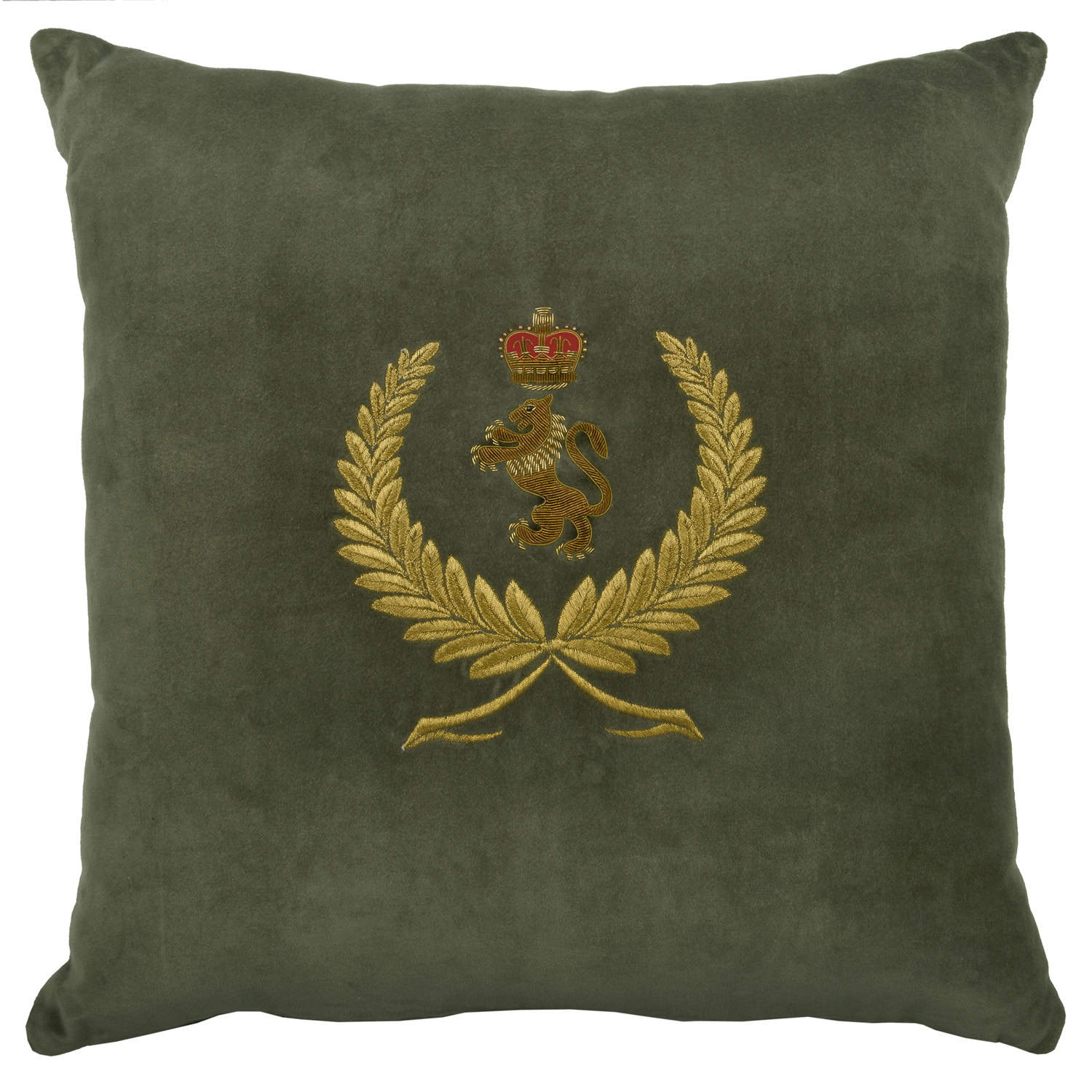 Crown Lion & Wreath on Velvet Cushion