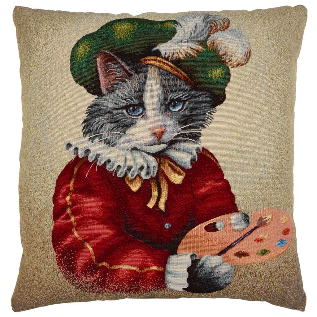 Artist Cat Portrait Cushion