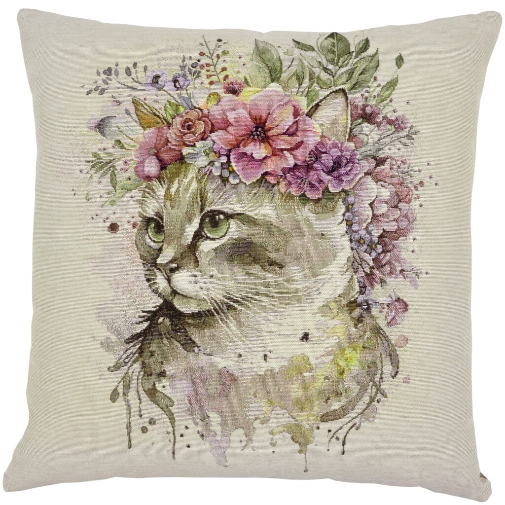 Pastel Cat Portrait Cushion