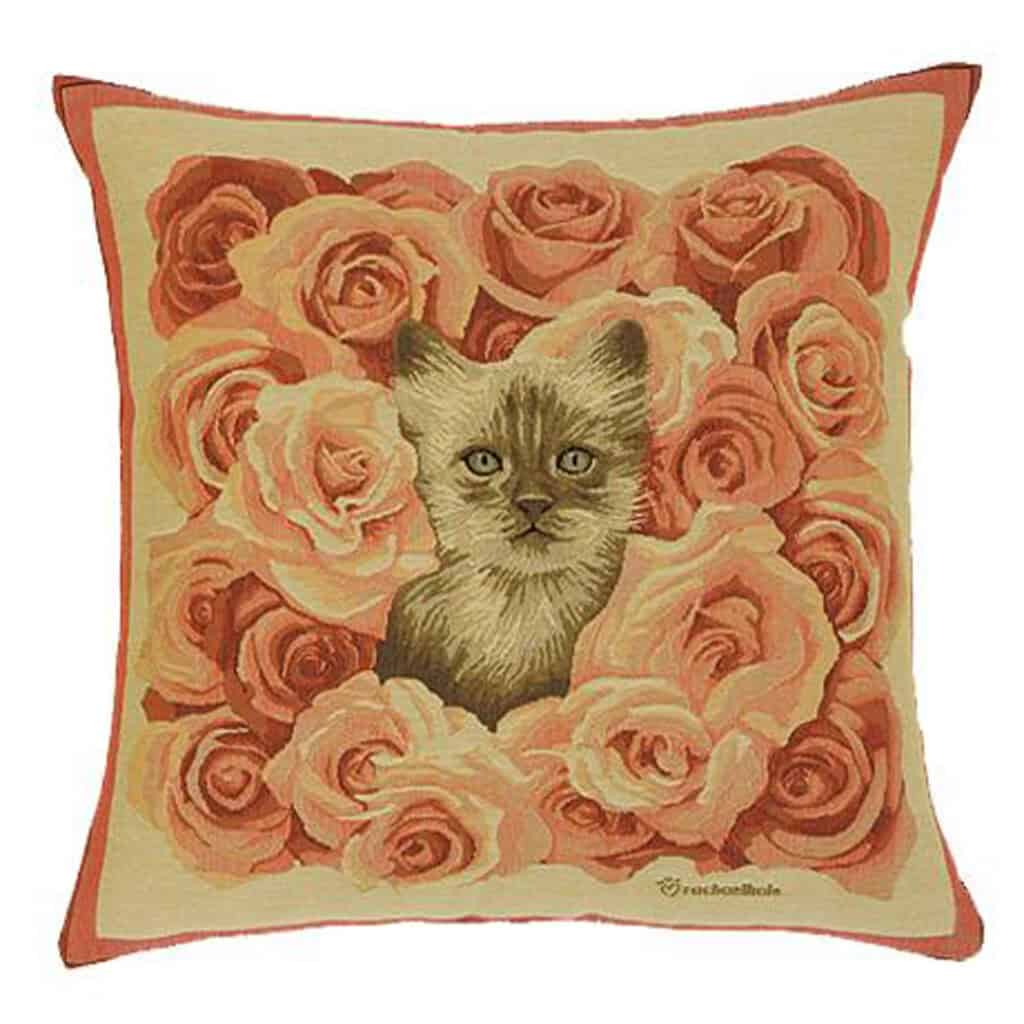 Rose Kitten Portrait Cushion