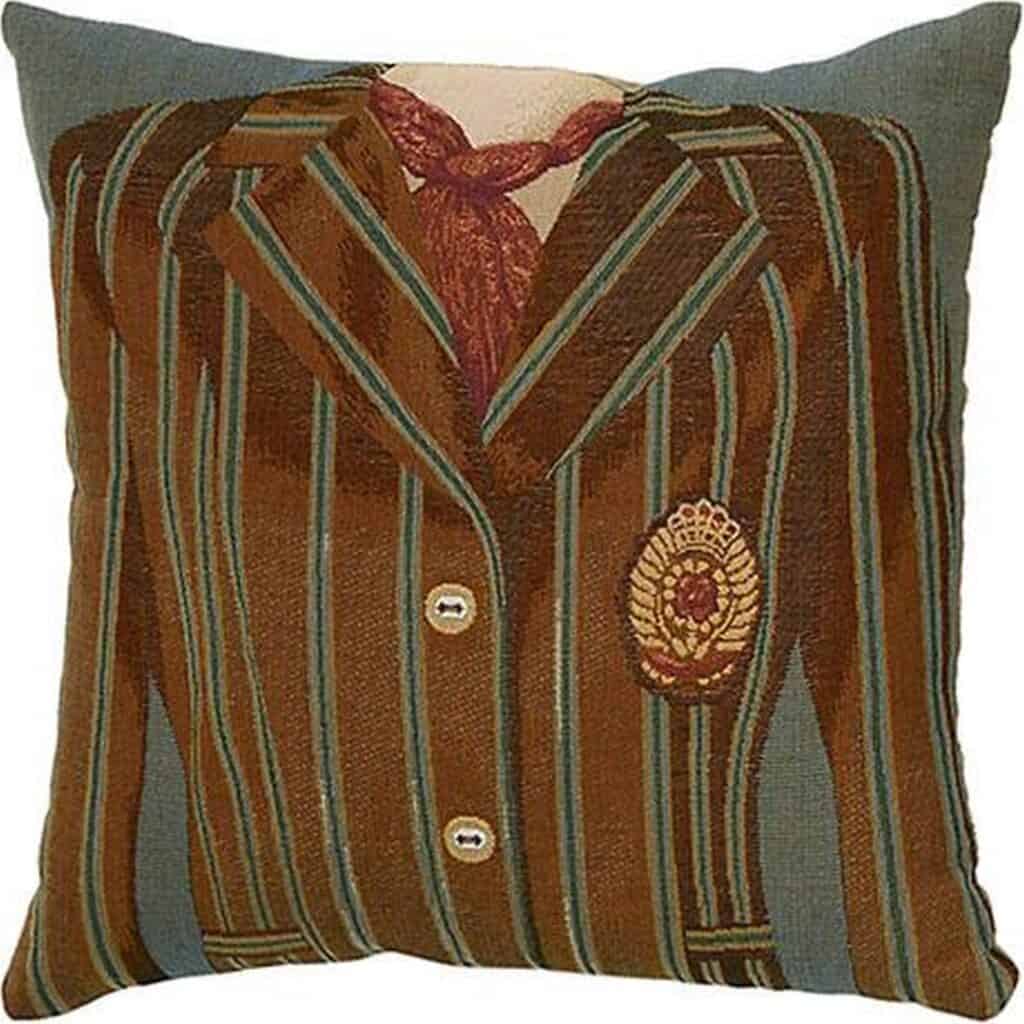 Brown and Blue Stripe Jacket Cushion