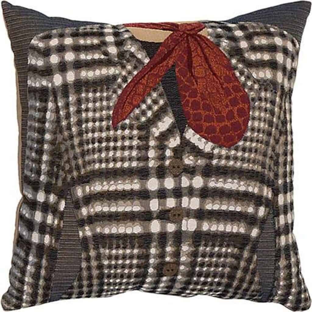 Grey and White Check Jacket Cushion