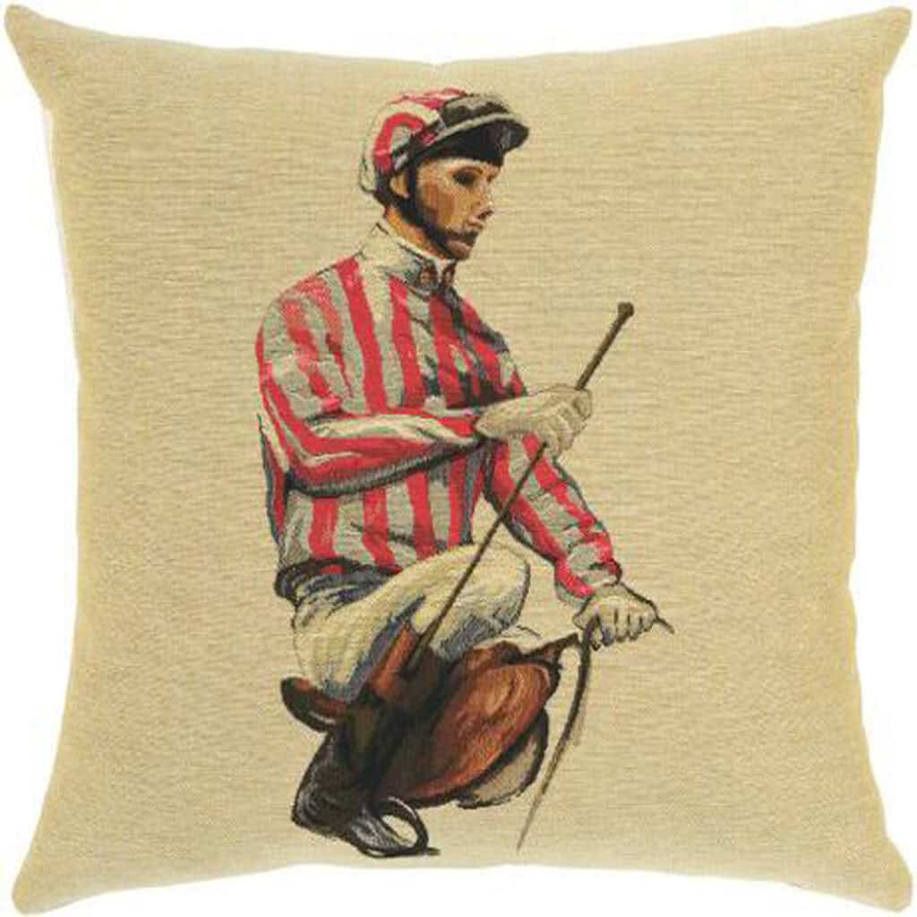 Pink Stripe Jockey Boots Cushion
