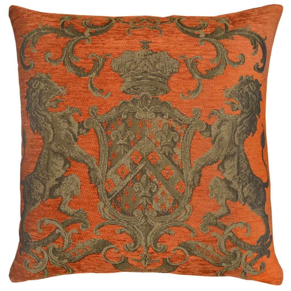 Heraldic Orange Cushion