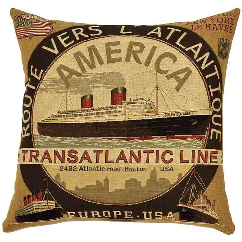 Transatlantic Line Brown Cushion