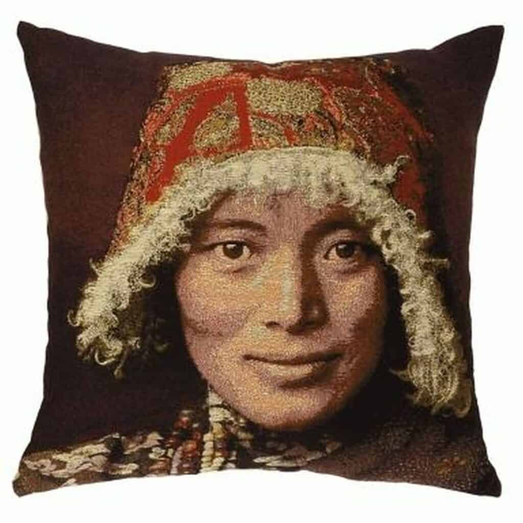 Tibetan Girl Purple Baiyin Portrait Cushion