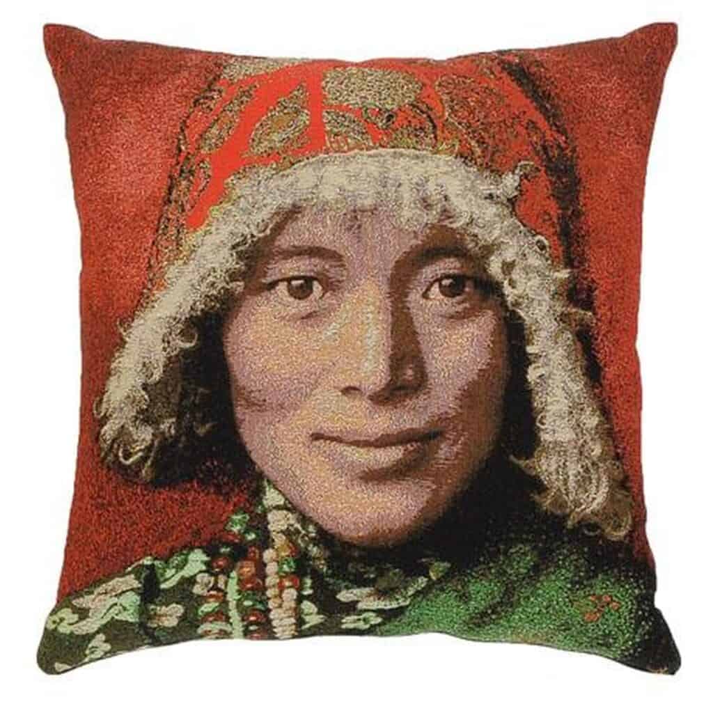 Tibetan Girl Red Baiyin Portrait Cushion