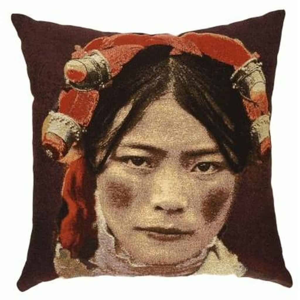 Tibetan Girl Purple Ceba Portrait Cushion