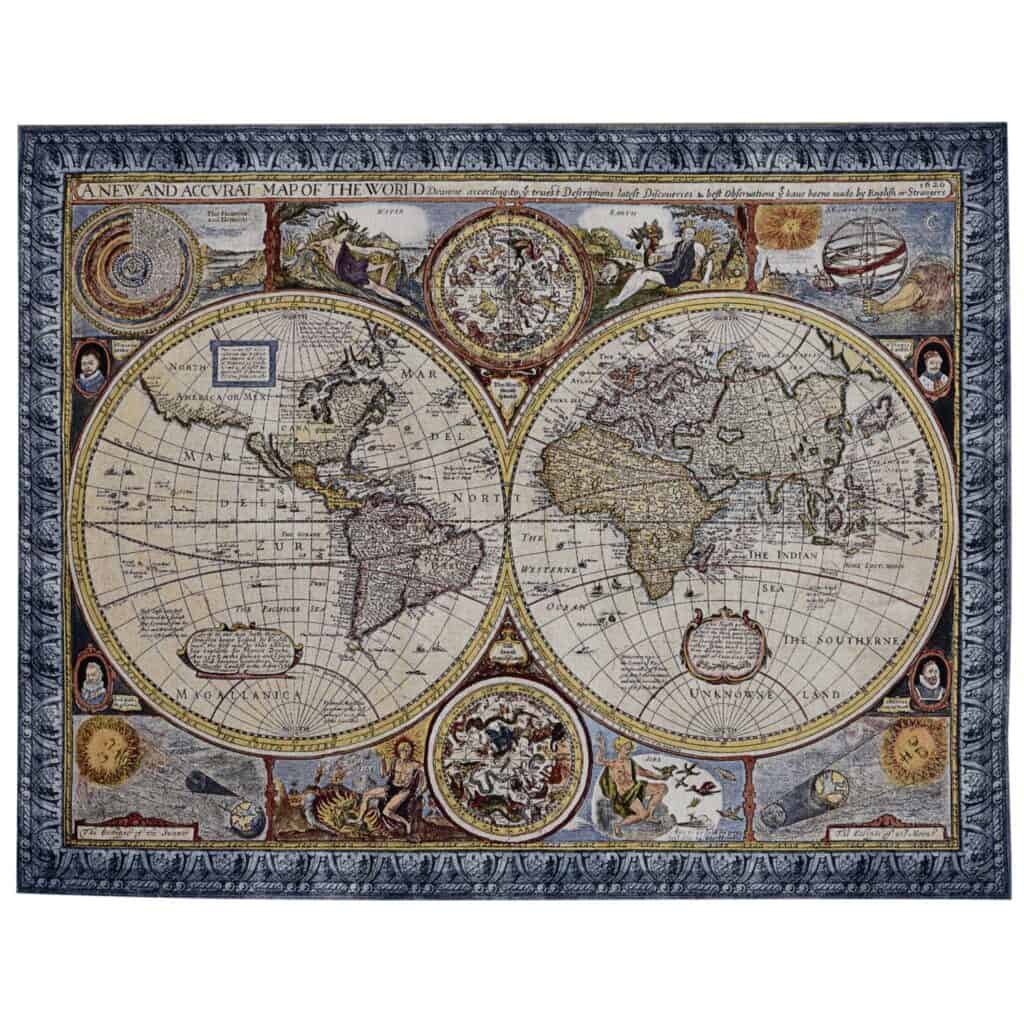 Antique Blue Map Wall Hanging