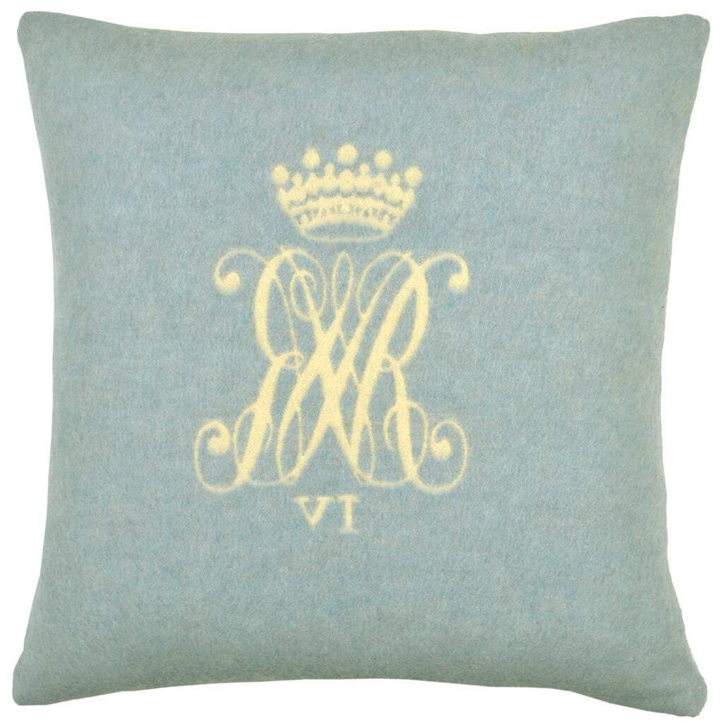 Initial and Crown Blue Cushion